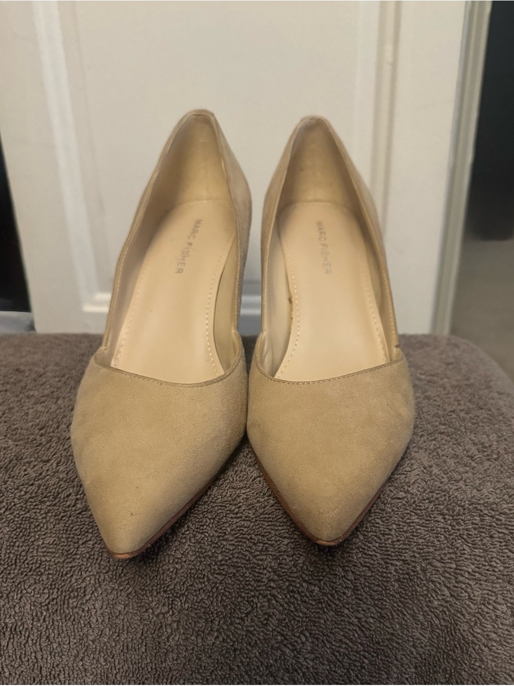 Marc Fisher Nude Suede Pointed-Toe Pumps
